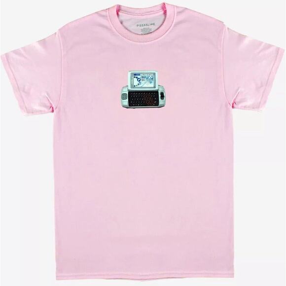 Pizzaslime Pink Signature Short Sleeve Crew Neck Tee Sidekick Phone Graphic SM - Picture 1 of 7